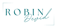 Logo van Robin Devid in turquoise lettertype op www.robindevid.com transparant